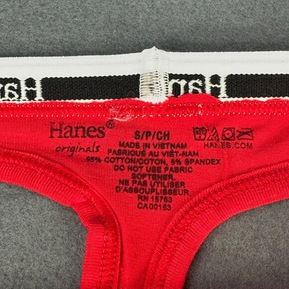 Hanes Womens Size Small 5 Panty Thong Cotton Stretch Red White New Without Tags - Picture 3 of 6